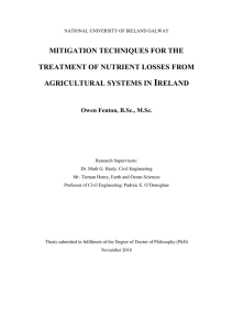 I MITIGATION TECHNIQUES FOR THE TREATMENT OF NUTRIENT LOSSES FROM AGRICULTURAL SYSTEMS IN