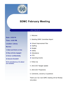 SDMC February Meeting A G E N D A Date: 2/22/16