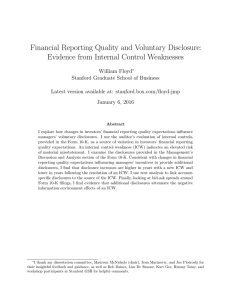 Financial Reporting Quality and Voluntary Disclosure: Evidence from Internal Control Weaknesses