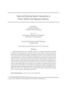 Expected Reporting Speeds: Information in Firms’ Relative and Aggregate Behavior