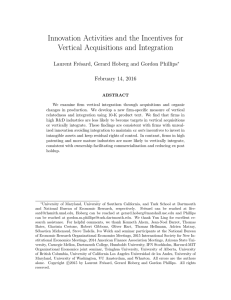 Innovation Activities and the Incentives for Vertical Acquisitions and Integration Laurent Fr´