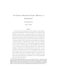 The Spread of Horizontal Chains: Efficiency or Information? Brett Hollenbeck May 15, 2015