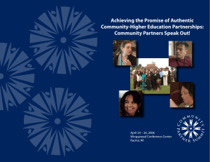 Achieving the Promise of Authentic Community-Higher Education Partnerships: Community Partners Speak Out!