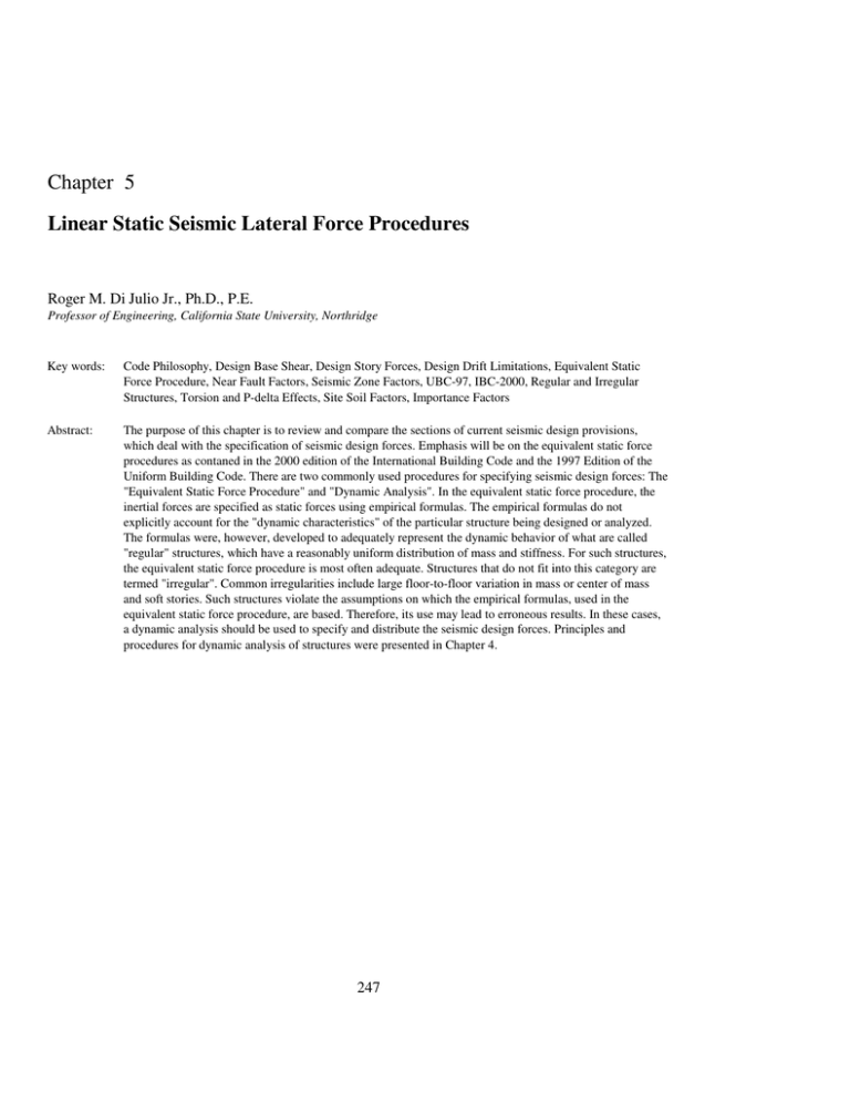 Static seismic load : UBC 1997 Soil Profile Type = Sc