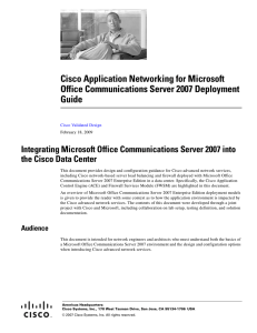 Cisco Application Networking for Microsoft Office Communications Server 2007 Deployment Guide