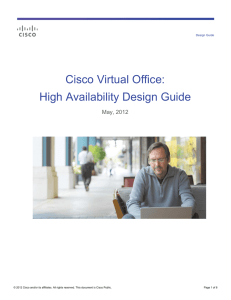 Cisco Virtual Office: High Availability Design Guide May, 2012