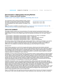 Discrimination in Metropolitan Housing Markets Margery Austin Turner Beata A. Bednarz