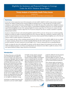 Eligibility for Assistance and Projected Changes in Coverage Summary