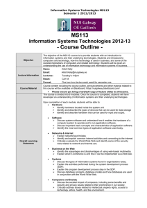 MS113 - Course Outline - Information Systems Technologies 2012-13