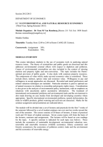 Session 2012/2013 DEPARTMENT OF ECONOMICS ENVIRONMENTAL AND NATURAL RESOURCE ECONOMICS