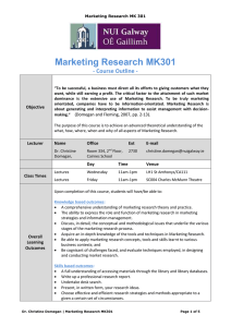 Marketing Research MK301 - Course Outline -