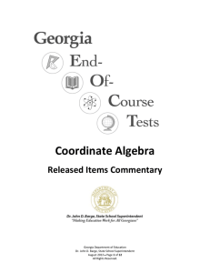 Coordinate Algebra Released Items Commentary