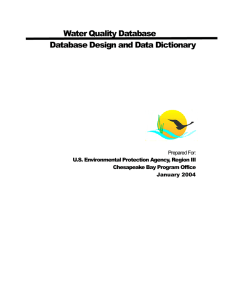 Water Quality Database Database Design and Data Dictionary