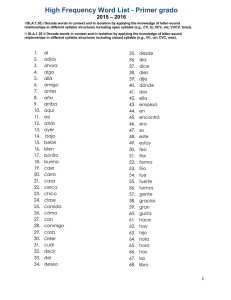 High Frequency Word List - Primer grado – 2016 2015