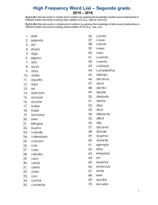 – Segundo grado High Frequency Word List – 2016 2015