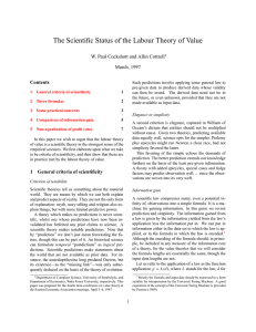 The Scientific Status of the Labour Theory of Value March, 1997 Contents