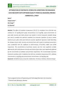 ISSN: 2278-6252  OPTIMIZATION OF ENZYMATIC HYDROLYSIS CONDITIONS FOR ENHANCED PRUNUS