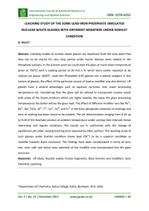ISSN: 2278-6252  LEACHING STUDY OF THE SOME LEAD-IRON PHOSPHATE SIMULATED