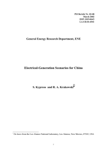 Electrical-Generation Scenarios for China General Energy Research Department, ENE
