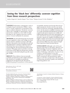 assessment ‘black box’ differently: assessor cognition Seeing the from three research perspectives