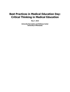 Best Practices in Medical Education Day: Critical Thinking in Medical Education