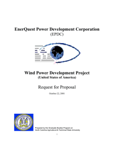EnerQuest Power Development Corporation Wind Power Development Project Request for Proposal (EPDC)