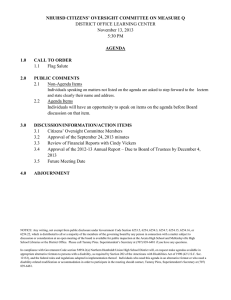 NHUHSD CITIZENS’ OVERSIGHT COMMITTEE ON MEASURE Q AGENDA 1.0 CALL TO ORDER