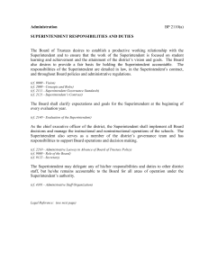 Administration SUPERINTENDENT RESPONSIBILITIES AND DUTIES BP 2110(a)