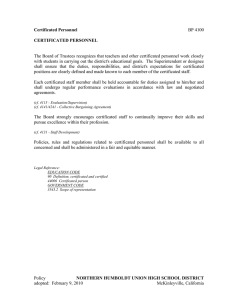 Certificated Personnel CERTIFICATED PERSONNEL BP 4100