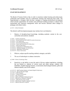 Certificated Personnel STAFF DEVELOPMENT BP 4131(a)