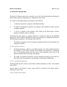 Bylaws of the Board ACTIONS BY THE BOARD BB 9323.2(a)