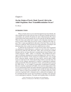 Chapter 6 Adult Organism: Does Transdifferentiation Occur? INTRODUCTION