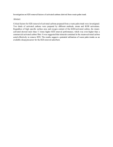 Investigation on H2S removal factors of activated carbons derived from... Abstract: Critical factors for H2S removal of activated carbons prepared from...