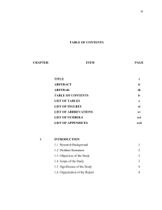 TABLE OF CONTENTS CHAPTER ITEM