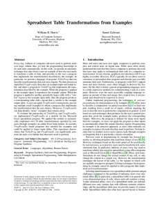 Spreadsheet Table Transformations from Examples William R. Harris Sumit Gulwani