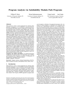 Program Analysis via Satisfiability Modulo Path Programs William R. Harris Sriram Sankaranarayanan