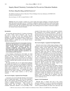 Inquiry-Based Chemistry Curriculum for Pre-service Education Students