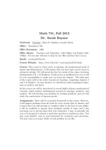 Math 731, Fall 2012 Dr. Sarah Raynor