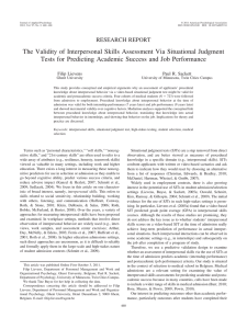 The Validity of Interpersonal Skills Assessment Via Situational Judgment