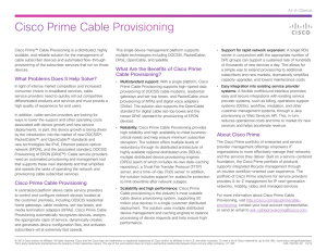 Cisco Prime Cable Provisioning At-A-Glance