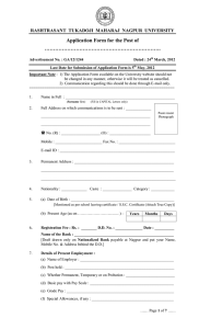 Application Form for the Post of ………………………………………………………….