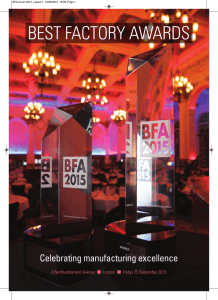BEST FACTORY AWARDS Celebrating manufacturing excellence