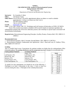 Syllabus ChE-4520/ChE-5520: Analysis of Electrochemical Systems Spring Semester 2013-2014