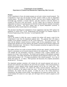 Comprehensive Exam Guidelines Department of Chemical and Biomolecular Engineering, Ohio University Purpose