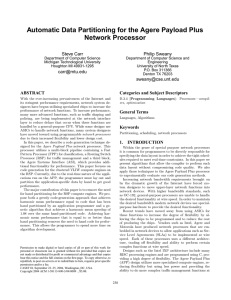 Automatic Data Partitioning for the Agere Payload Plus Network Processor Steve Carr