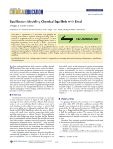 Equilibrator: Modeling Chemical Equilibria with Excel Douglas A. Vander Griend*