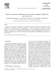 L Structure and cation distribution of new ternary vanadates FeMg V... and FeZn V O *