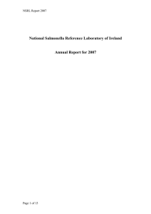 National Salmonella Reference Laboratory of Ireland Annual Report for 2007