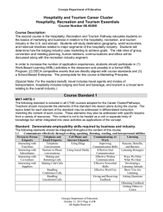 Hospitality and Tourism Career Cluster Hospitality, Recreation and Tourism Essentials