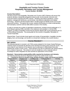 Hospitality and Tourism Career Cluster Hospitality, Recreation and Tourism Management